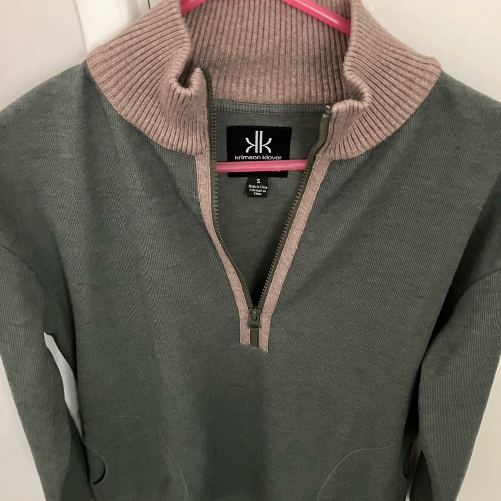 Krimson Klover Women’s Olive half zipped sweater size S NWOT